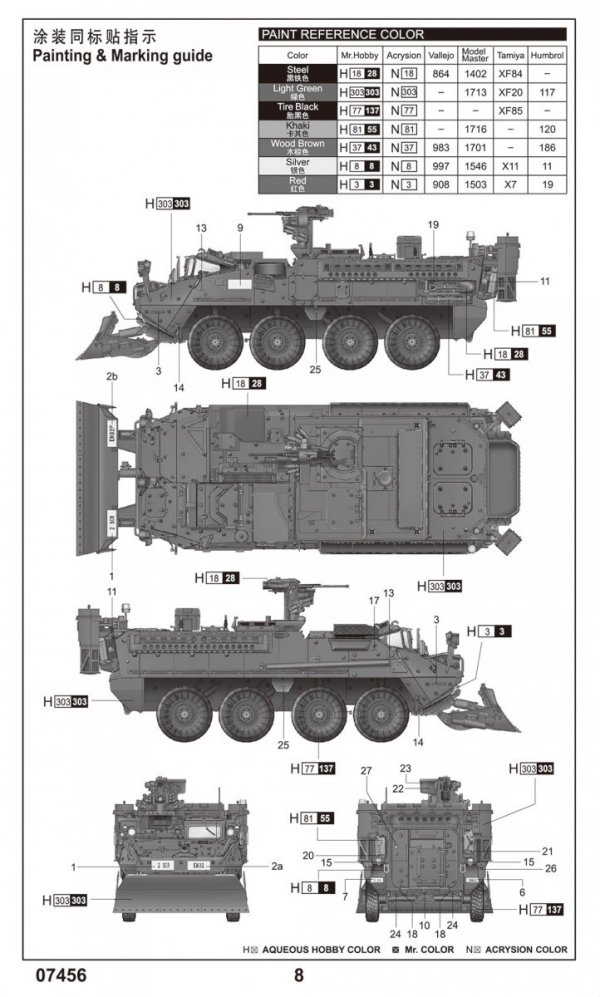 Trumpeter 07456 Stryker M1132 engineering vehicle with SOB engineering shovel 1/72