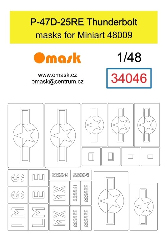 Omask 34046 P-47D-25RE Thunderbold masks (for Miniart 48009) 1/48