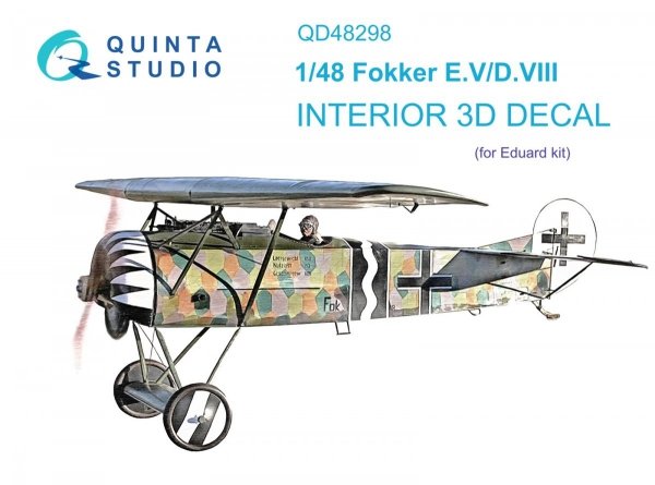 Quinta Studio QD48298 Fokker EV-DVIII 3D-Printed &amp; coloured Interior on decal paper (Eduard) 1/48