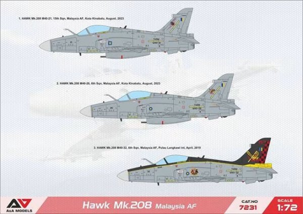 A&amp;A Models 7231 Hawk 208 light fighter (Malyasian A.F.) 1/72