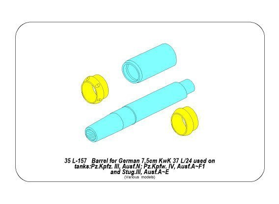 Aber 35L-157 75mm KwK 37 L/24 barrel for Pz.Kpfw.III.Ausf.N and Pz.Kpfw.IV Ausf.A,B,C,D,E (1:35)	