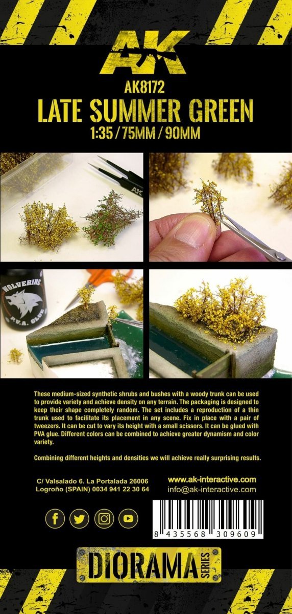 AK Interactive AK8175 BLOMMING YELLOW SHRUBBERIES 75MM / 90MM 1/35