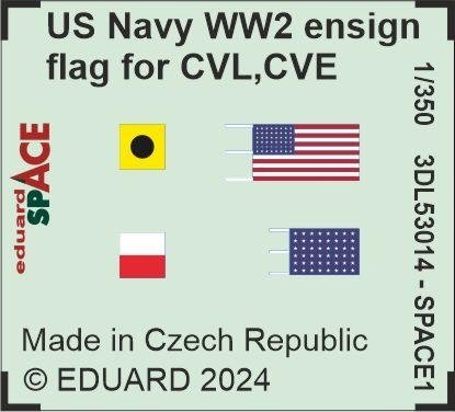 Eduard 3DL53014 US Navy WW2 ensign flag for CVL, CVE, CL &amp; DD SPACE 1/350