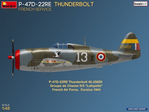 MiniArt 48047 P-47D-22RE THUNDERBOLT FRENCH SERVICE BASIC KIT 1/48