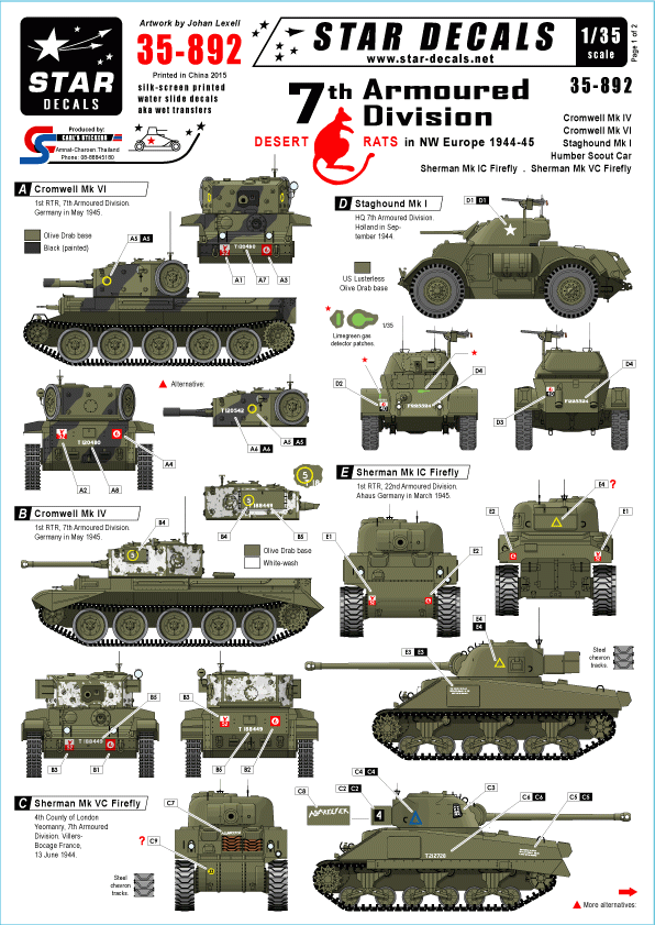 Star Decals 35-892 Desert Rats in NW Europe 1/35