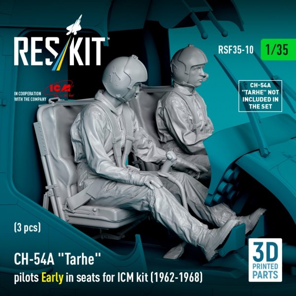 RESKIT RSF35-0010 CH-54A &quot;Tarhe&quot; pilots Early in seats for ICM kit (1962-1968) (3 pcs) (3D Printed) 1/35