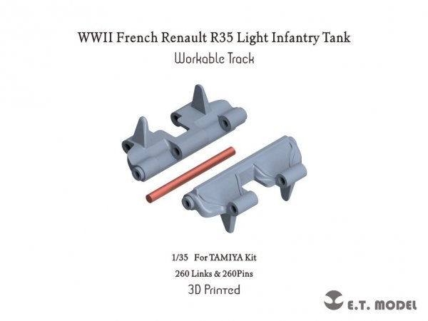 E.T. Model P35-033 WWII French Renault R35 Light Infantry Tank Workable Track ( 3D Printed ) 1/35