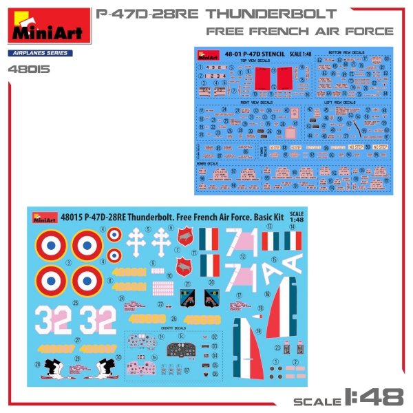 MiniArt 48015 P-47D-28RE THUNDERBOLT. FREE FRENCH AIR FORCE 1/48