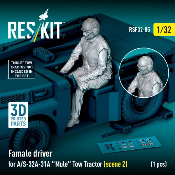 RESKIT RSF32-0085 Female driver for A/S-32A-31A "Mule" Tow Tractor (scene 2) (1 pcs) (3D Printed) (1/32)