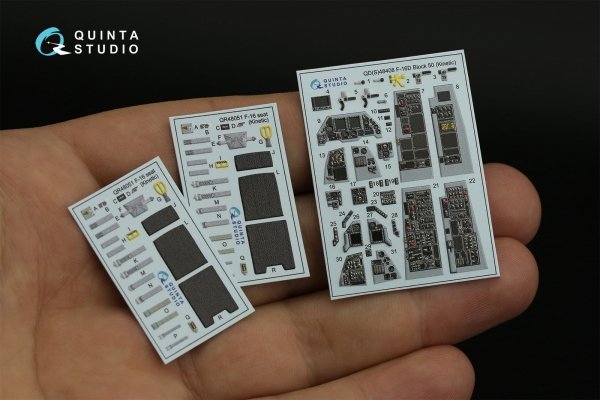 Quinta Studio QD48408 F-16D block 50 3D-Printed &amp; coloured Interior on decal paper (Kinetic 2022 tool) 1/48