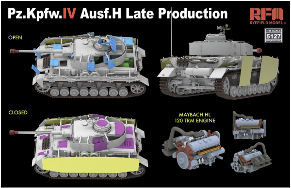 Rye Field Model 5127 Sd.Kfz.161/1 Panzerkampfwagen IV Ausf. H Late Production (w/engine &amp; workable track links) 1/35