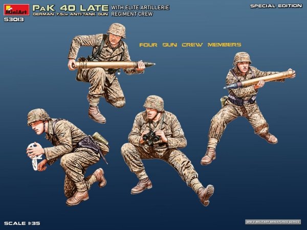 Mini Art 53013 German 7.5cm PaK 40 Late w/Elite Artillerie Regiment Crew. Special Edition 1/35