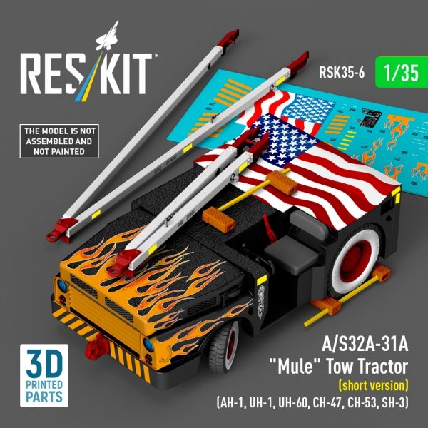 RESKIT RSK35-0006 A/S32A-31A  "Mule" Tow Tractor (short version) (AH-1, UH-1, UH-60, CH-47, CH-53, SH-3) (3D Printed model kit) (1/35)