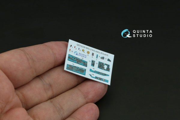 Quinta Studio QD+72239 MiG-21bis early 3D-Printed &amp; coloured Interior on decal paper ( Eduard )( with 3D-printed resin parts ) 1/72