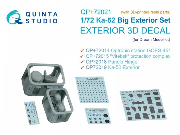 Quinta Studio QP+72021 Big Exterior Set for Ka-52 (Dream Model) 1/72