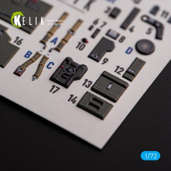 Kelik K72174 Р-38J "Lightning" - interior 3D decals for Italeri/Academy kit (1/72)