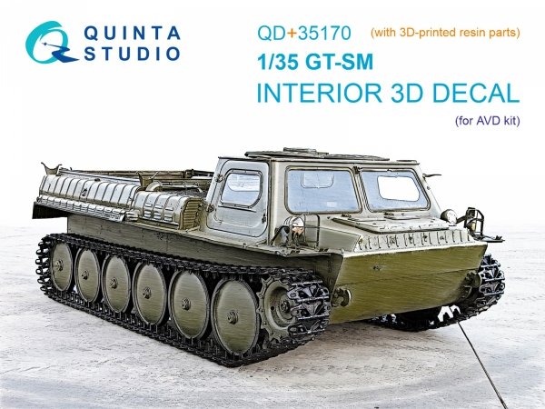 Quinta Studio QD+35170 GT-SM 3D-Printed &amp; coloured Interior on decal paper (AVD) (with 3D-printed resin parts) 1/35