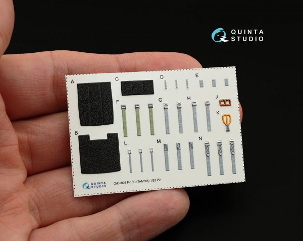 Quinta Studio QD32003 F-16C 3D-Printed &amp; coloured Interior on decal paper (for Tamiya kit) 1/32