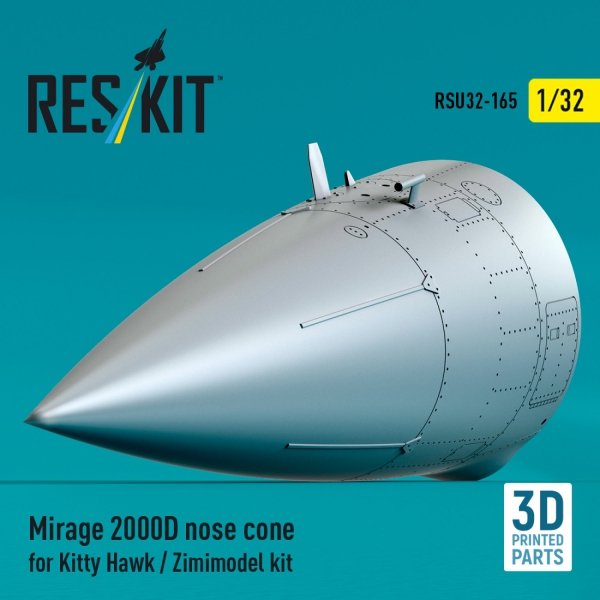 RESKIT RSU32-0165 Mirage 2000D nose cone for Kitty Hawk / Zimimodel kit (3D Printed) 1/32