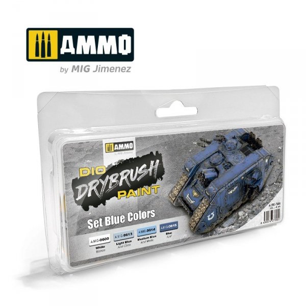 Ammo of Mig 7303 DRYBRUSH Set Blue Colors 4x40ml