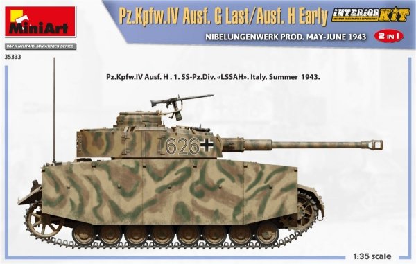 MiniArt 35333 Pz.Kpfw.IV Ausf. G Last/Ausf. H Early. NIBELUNGENWERK PROD. MAY-JUNE 1943. 2 IN 1 INTERIOR KIT 1/35