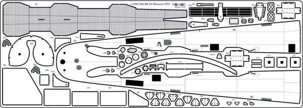 Pontos 20005WD1 USS BB-61 Iowa 1944 Wooden Deck set (20B Deck Blue) (1:200)
