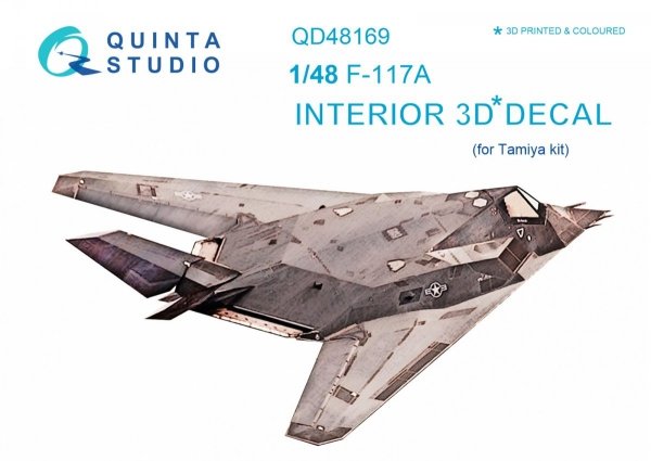 Quinta Studio QD48169 F-117A 3D-Printed &amp; coloured Interior on decal paper (for Tamiya kit) 1/48