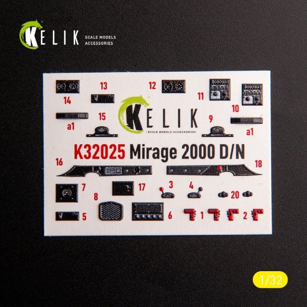 Kelik K32025 Mirage 2000D/N - interior 3D decals for Kitty Hawk/Zimi models kit 1/32