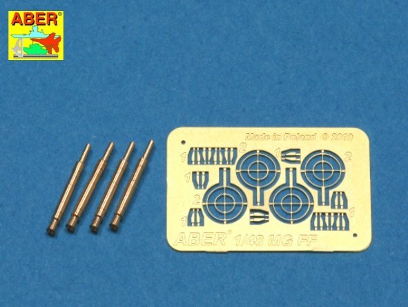 Aber A48 008 Set of 4 barrels for German Oerlikon 20mm aircraft machine guns MG FF with sights (1:48)