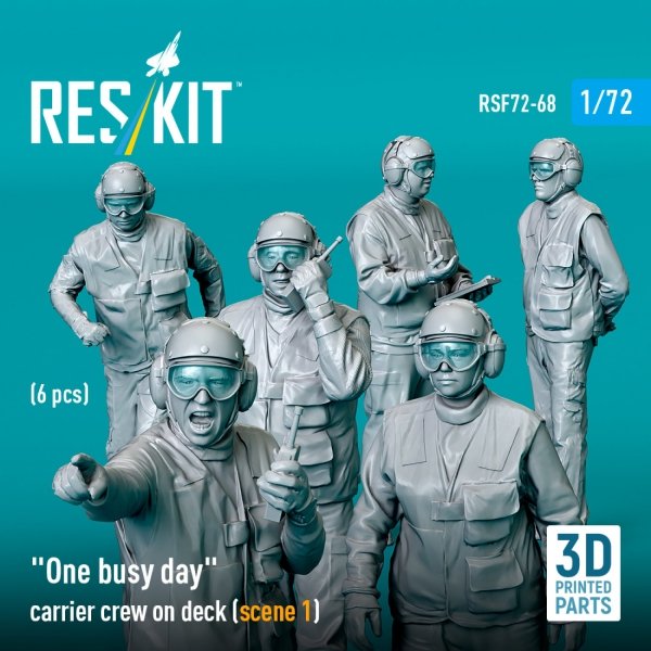 RESKIT RSF72-0068 "One busy day" carrier crew on deck (scene 1) (6 pcs) (3D Printed) (1/72)