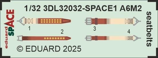 Eduard 3DL32032 A6M2 Zero seatbelts SPACE TAMIYA 1/32
