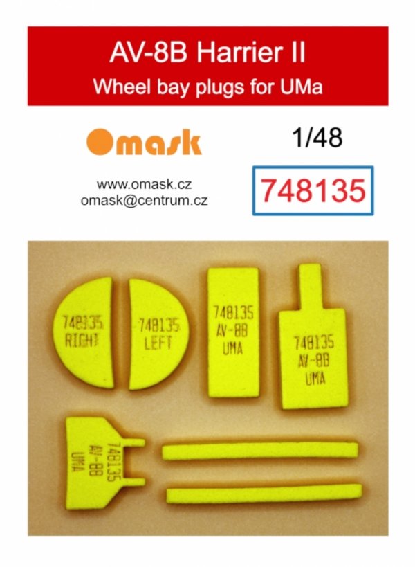 Omask 748135 AV-8B Harrier II Wheel Bay Plugs (for UMa) EVA foam plugs for wheel bays 1/48