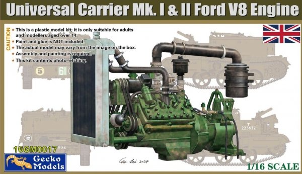 Gecko Models 16GM0017 Universal Carrier Mk.I &amp; II Ford V8 Engine 1/16