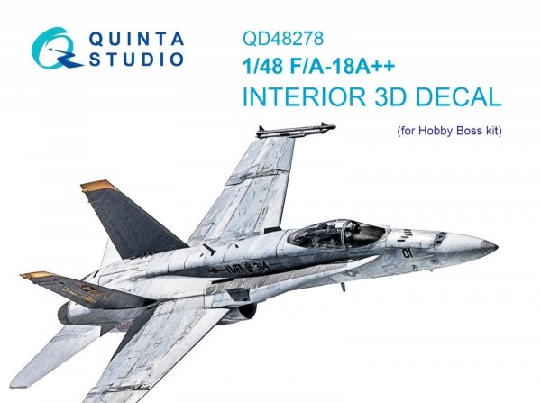 Quinta Studio QD48278 F/A-18А++ 3D-Printed &amp; coloured Interior on decal paper (HobbyBoss) 1/48