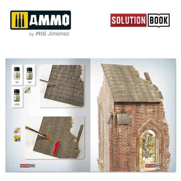 AMMO of Mig Jimenez 6510 How to Paint Brick Buildings. Colors &amp; Weathering System Solution Book (Multilingual)