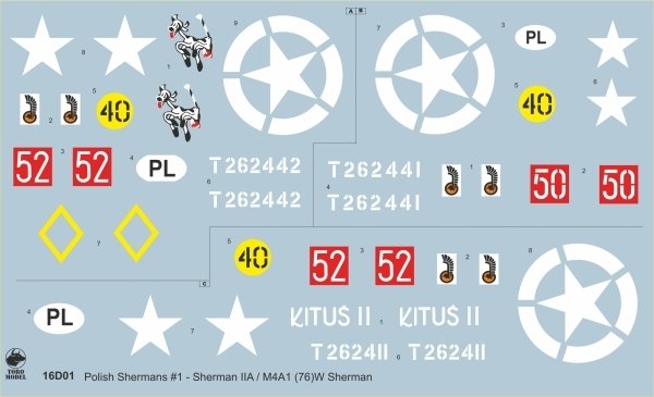 Toro 16D01 Polish Shermans vol.1 Sherman IIA / M4A1 (76)W 1st Polish Armoured Division (for ILK 61616) 1/16