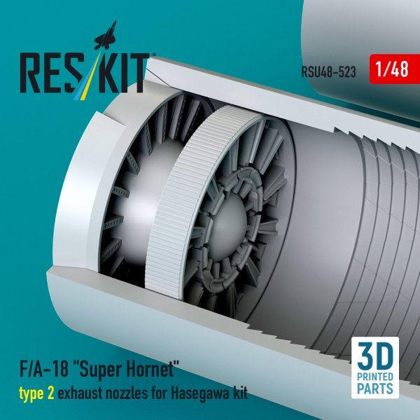 RESKIT RSU48-0523 F/A-18 "Super Hornet" type 2 exhaust nozzles for Hasegawa kit (3D Printed) 1/48
