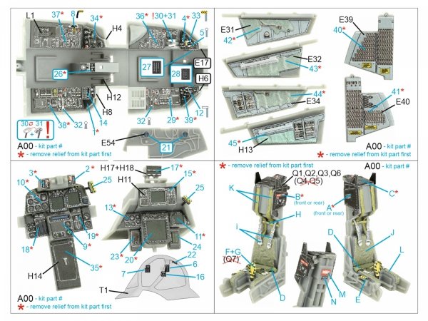 Quinta Studio QD48405 F-14D 3D-Printed &amp; coloured Interior on decal paper (Hobby Boss) 1/48