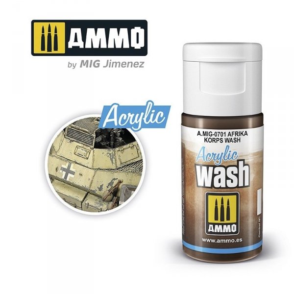  AMMO of Mig Jimenez 0701 ACRYLIC WASH Afrika Korps Wash 15ml