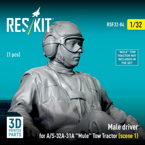 RESKIT RSF32-0084 Male driver for A/S-32A-31A "Mule" Tow Tractor (scene 1) (1 pcs) (3D Printed) (1/32)