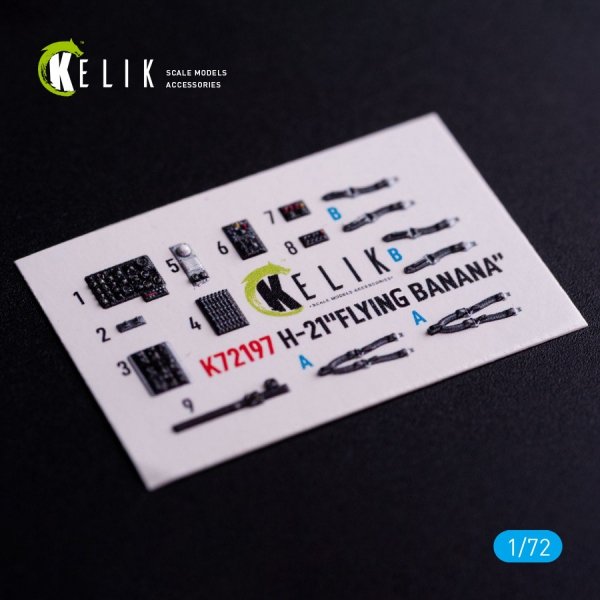Kelik K72197 H-21 "Flying Banana" - interior 3D decals for Italeri kit (1/72)