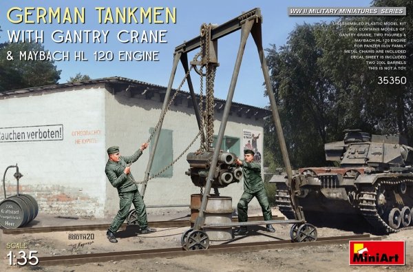 MiniArt 35350 GERMAN TANKMEN WITH GANTRY CRANE &amp; MAYBACH HL 120 ENGINE 1/35