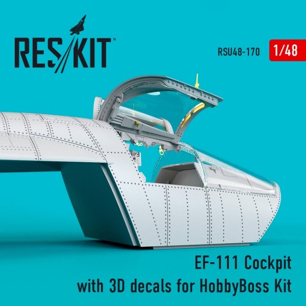 RESKIT RSU48-0170 EF-111 Cockpit with 3D decals for HobbyBoss kit (3D Printed) (1/48)