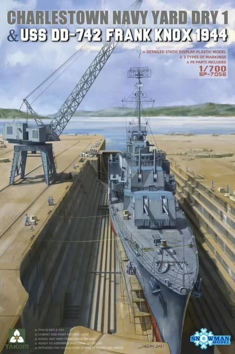 Takom SP-7058 Charlestown Navy Yard DRY 1 &amp; USS DD-742 Frank Knox 1944 1/700