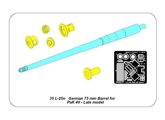 Aber 35L-025N Lufa 75mm do niemieckiej armaty p/panc.Pak40 - późna wersja 1/35