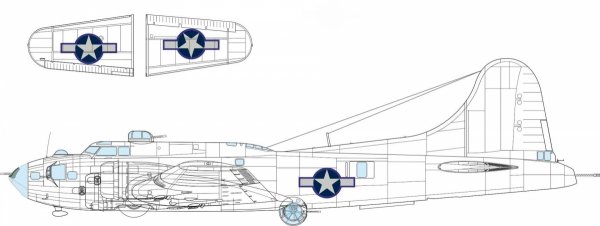 Eduard EX1055 B-17F US national insignia w/ blue outline EDUARD 1/48