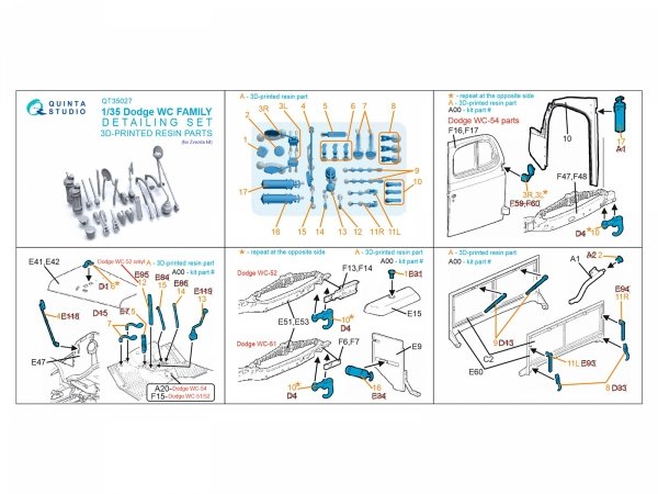 Quinta Studio QT35027 Dodge WC Family detailing set (Zvezda) 1/35