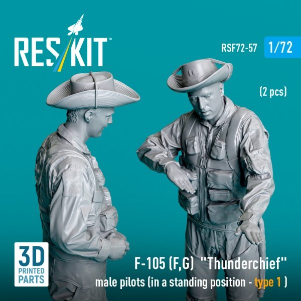 RESKIT RSF72-0057 F-105 (F, G) "Thunderchief" male pilots (in a standing position - type 1 ) (2 pcs) (3D Printed) (1/72)