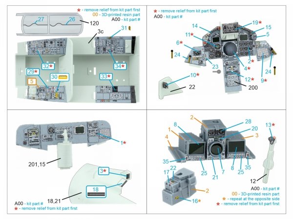 Quinta Studio QDS+32263 Tornado GR.1 3D-Printed &amp; coloured Interior on decal paper (Revell) (Small version) (with 3D-printed resin parts) 1/32