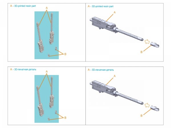 Quinta Studio QT48150 Browning .50 AN_M2 (fixed) Machine Gun, 2 pcs (for all kits) 1/48